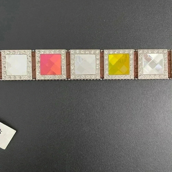 Vintage Western Leather Studded Rhinestone Belt Cowgirl New Boho Festival - Picture 5 of 10